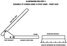 Assembly of Corner Arms to Pivot Arms - Front View